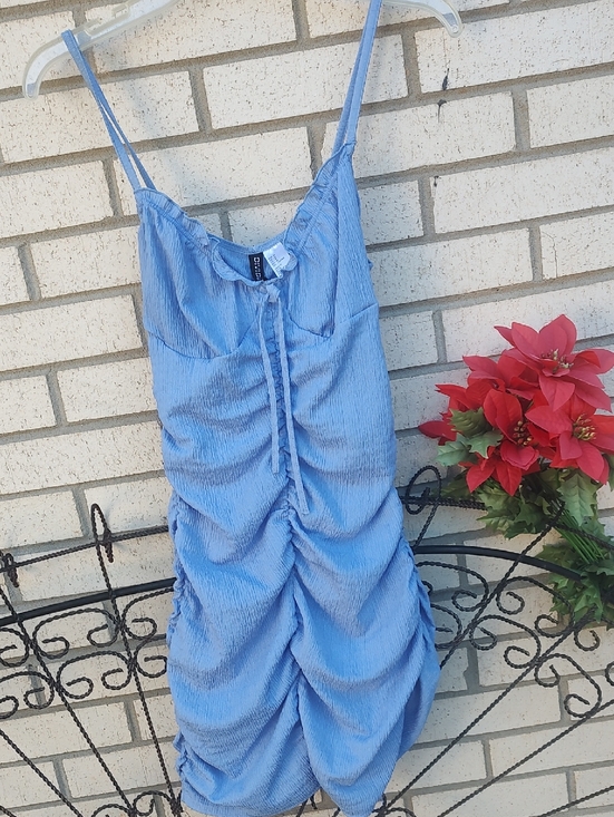 Divided Dresses & Skirts - Light Blue Ruched Spaghetti Strap Dress